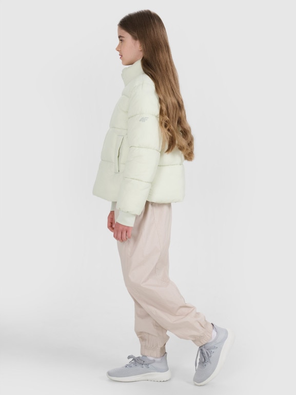 Dziewczęca kurtka puchowa pikowania 4F 4FJRAW25TDJAF0806 - miętowa