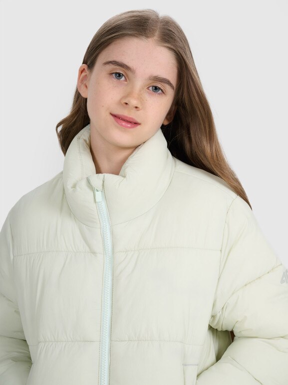 Dziewczęca kurtka puchowa pikowania 4F 4FJRAW25TDJAF0806 - miętowa