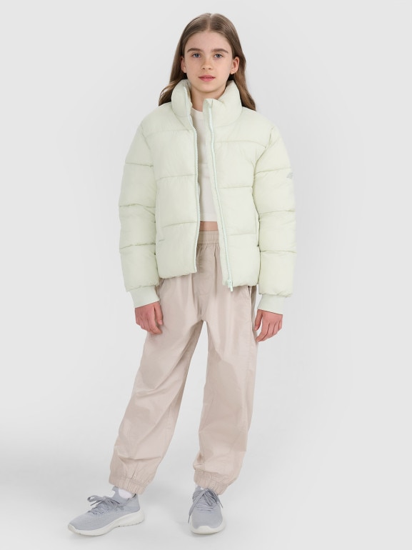 Dziewczęca kurtka puchowa pikowania 4F 4FJRAW25TDJAF0806 - miętowa