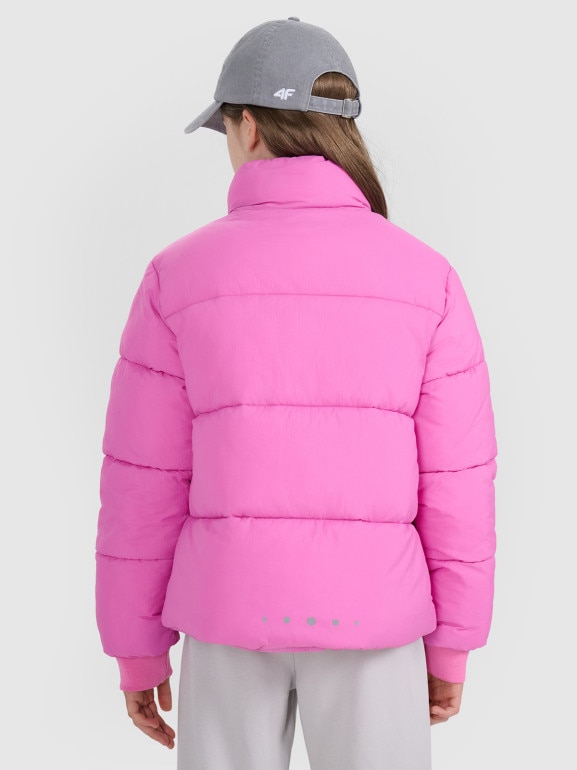 Dziewczęca kurtka puchowa pikowania 4F 4FJRAW25TDJAF0806 - różowa 
