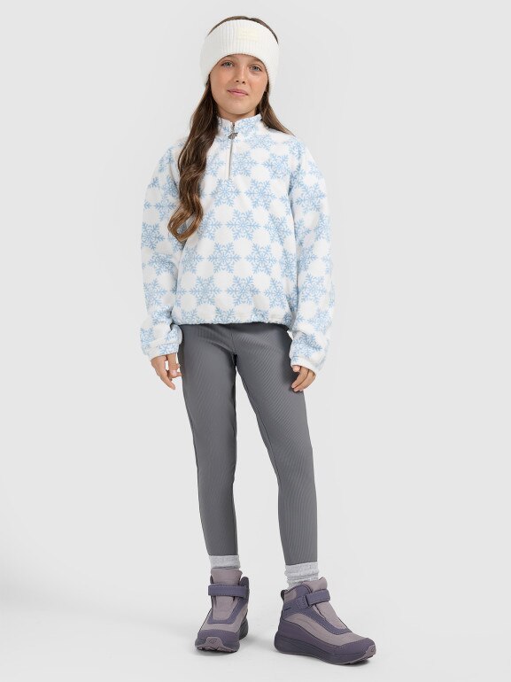 Dziewczęce legginsy dzianinowe 4F 4FJRAW25TTIGF292 - szare