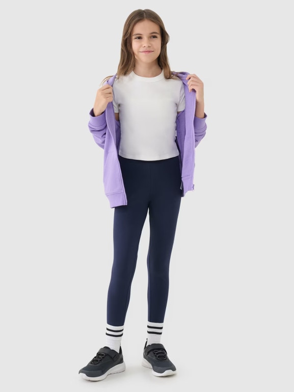 Dziewczęce legginsy dzianinowe 4F 4FJWMM00TTIGF220-20S - granatowe