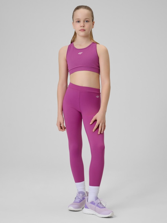 Dziewczęce legginsy sportowe 4F 4FJRSS26TFTIF522 - różowe