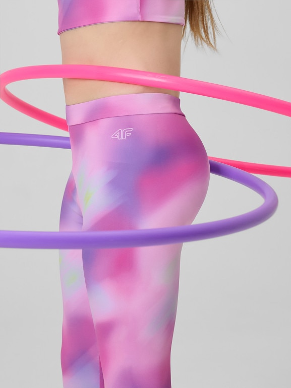 Dziewczęce legginsy treningowe 4F 4FJRSS26TFTIF519 - multikolor