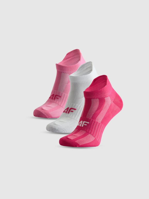 Dziewczęce niskie skarpetki treningowe (3-pack) 4F 4FJRSS26UFSOF401 - multikolor