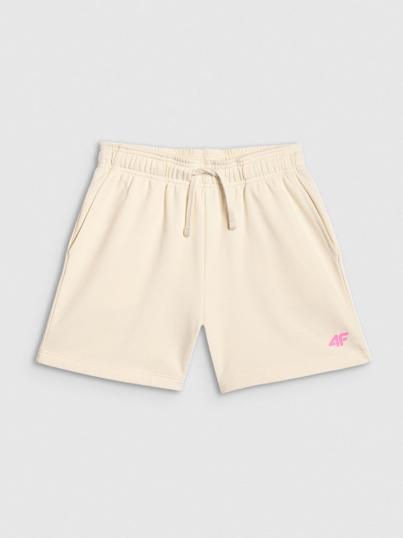 Dziewczęce spodenki dresowe 4F 4FJWSS26TSHOF769 - białe