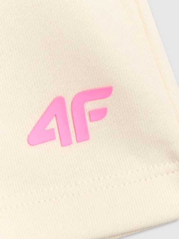 Dziewczęce spodenki dresowe 4F 4FJWSS26TSHOF769 - białe