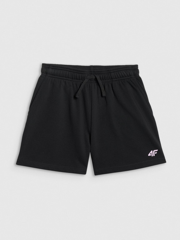Dziewczęce spodenki dresowe 4F 4FJWSS26TSHOF769 - czarne