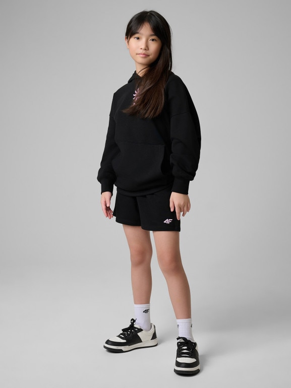 Dziewczęce spodenki dresowe 4F 4FJWSS26TSHOF769 - czarne