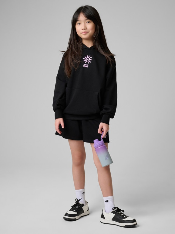 Dziewczęce spodenki dresowe 4F 4FJWSS26TSHOF769 - czarne