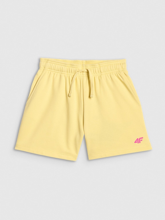 Dziewczęce spodenki dresowe 4F 4FJWSS26TSHOF769 - żółte