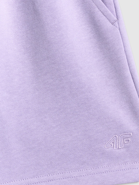 Dziewczęce spodenki dresowe 4F 4FJWSS26TSHOF777 - fioletowe