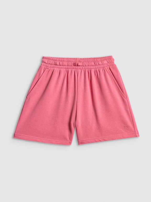 Dziewczęce spodenki dresowe 4F 4FJWSS26TSHOF777 - różowe