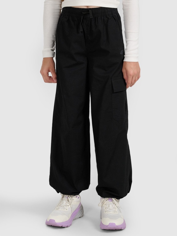 Dziewczęce spodnie casual 4F 4FJWAW25TTROF1246 - czarne