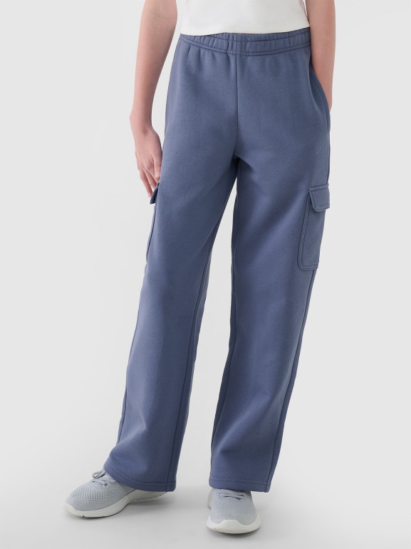 Dziewczęce spodnie dresowe 4F 4FJRAW24TTROF1070 - niebieskie