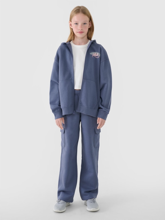 Dziewczęce spodnie dresowe 4F 4FJRAW24TTROF1070 - niebieskie