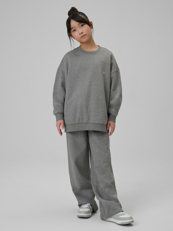 Dziewczęce spodnie dresowe 4F 4FJRSS26TTROF1726 - szare