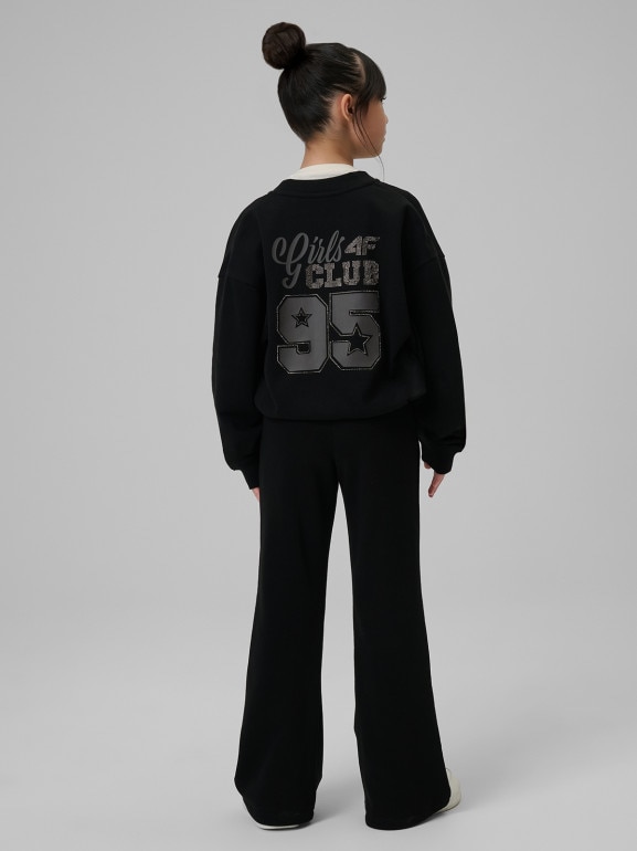 Dziewczęce spodnie dresowe 4F 4FJRSS26TTROF1728 - czarne