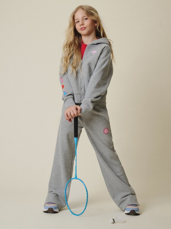 Dziewczęce spodnie dresowe 4F 4FJRSS26TTROF1870 - szare