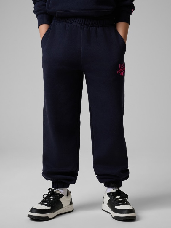 Dziewczęce spodnie dresowe 4F 4FJRSS26TTROF1878 - granatowe
