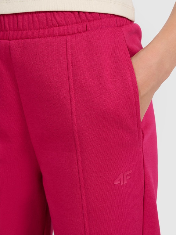 Dziewczęce spodnie dresowe 4F 4FJWAW25TTROF1242 - różowe