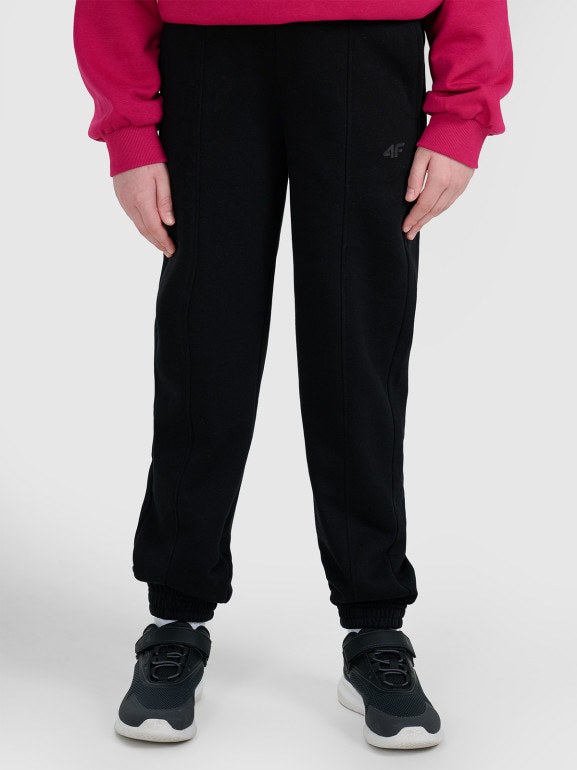 Dziewczęce spodnie dresowe 4F 4FJWAW25TTROF1242 - czarne