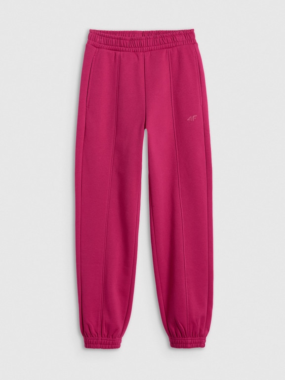 Dziewczęce spodnie dresowe 4F 4FJWAW25TTROF1242 - różowe