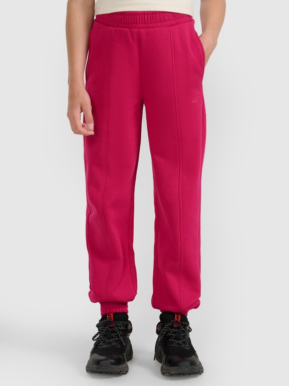 Dziewczęce spodnie dresowe 4F 4FJWAW25TTROF1242 - różowe