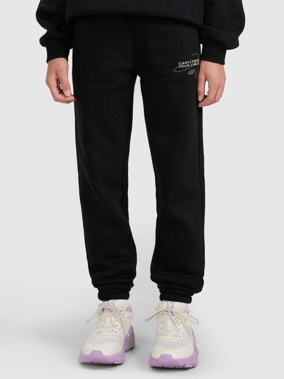 Dziewczęce spodnie dresowe 4F 4FJWAW25TTROF1248 - czarne