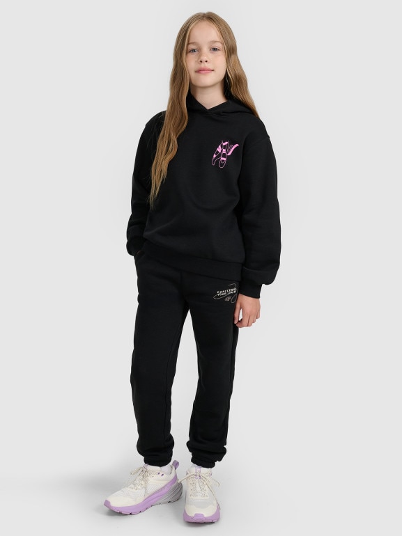 Dziewczęce spodnie dresowe 4F 4FJWAW25TTROF1248 - czarne