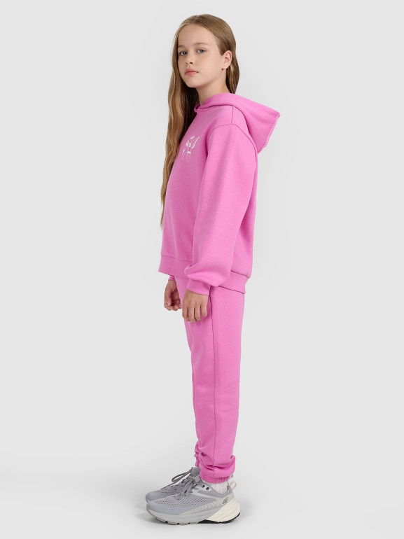Dziewczęce spodnie dresowe 4F 4FJWAW25TTROF1248 - różowe