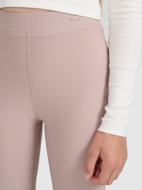 Dziewczęce spodnie dresowe 4F 4FJWAW25TTROF1393 - beżowe