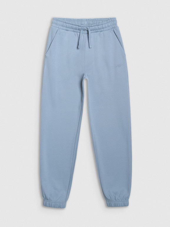 Dziewczęce spodnie dresowe joggery 4F 4FJRAW25TTROF1616 - niebieskie