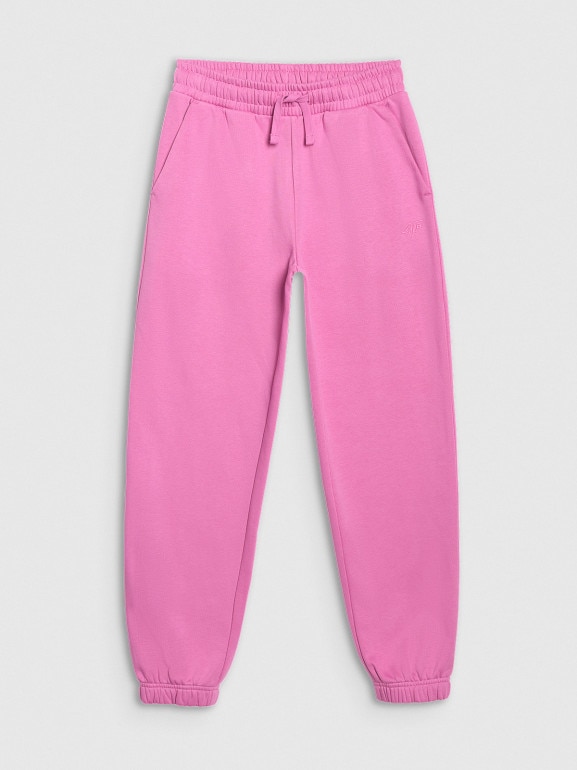 Dziewczęce spodnie dresowe joggery 4F 4FJRAW25TTROF1616 - różowe