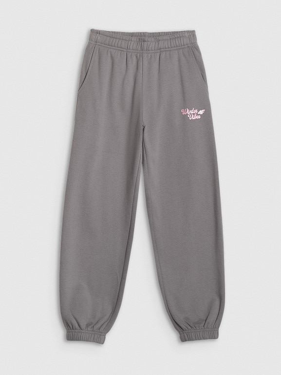 Dziewczęce spodnie dresowe joggery 4F 4FJRAW25TTROF1642 - szare
