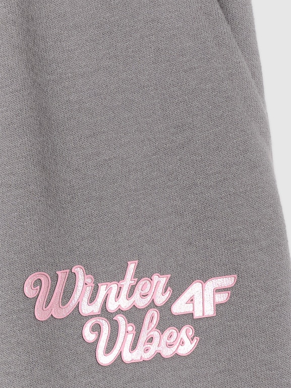 Dziewczęce spodnie dresowe joggery 4F 4FJRAW25TTROF1642 - szare