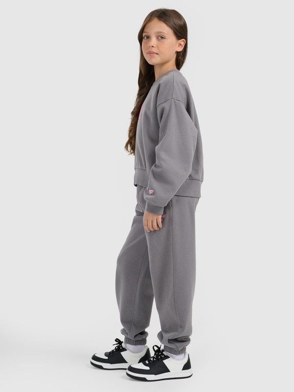 Dziewczęce spodnie dresowe joggery 4F 4FJRAW25TTROF1642 - szare