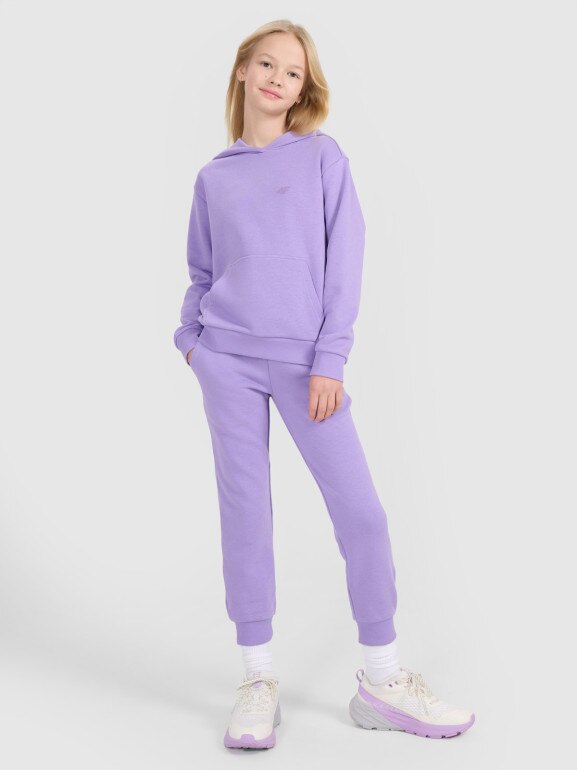 Dziewczęce spodnie dresowe joggery 4F 4FJWSS25TTROF1099 - fioletowe