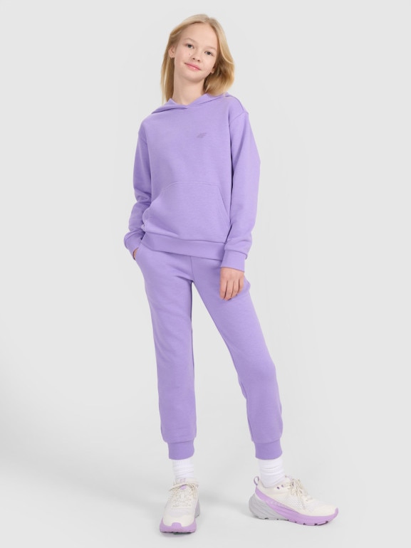 Dziewczęce spodnie dresowe joggery 4F 4FJWSS25TTROF1099 - fioletowe