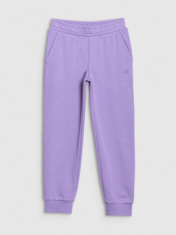 Dziewczęce spodnie dresowe joggery 4F 4FJWSS25TTROF1099 - fioletowe