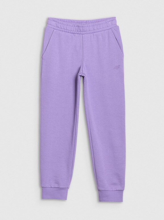 Dziewczęce spodnie dresowe joggery 4F 4FJWSS25TTROF1099 - fioletowe