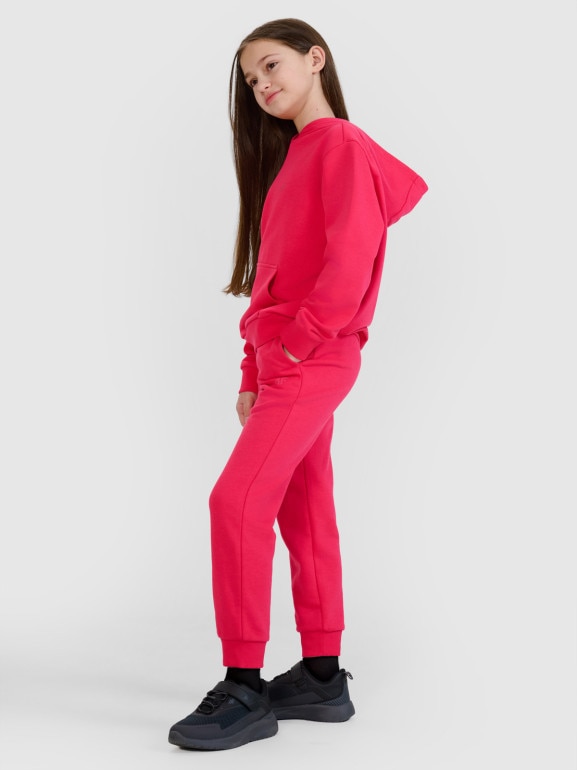 Dziewczęce spodnie dresowe joggery 4F 4FJWSS25TTROF1099 - różowe