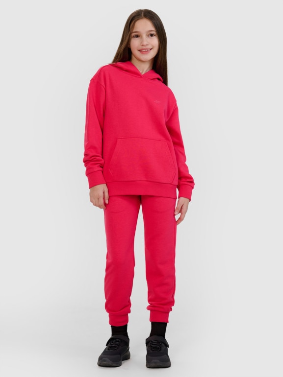 Dziewczęce spodnie dresowe joggery 4F 4FJWSS25TTROF1099 - różowe