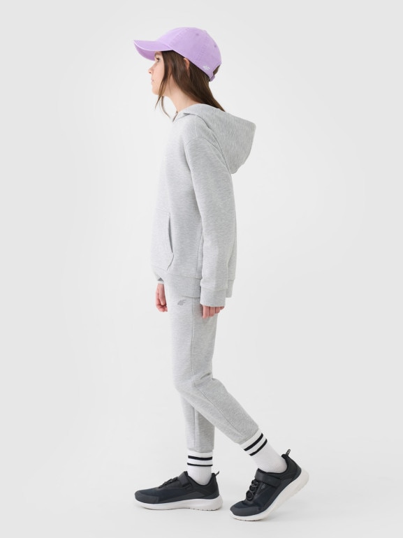 Dziewczęce spodnie dresowe joggery 4F 4FJWSS25TTROF1099 - szare