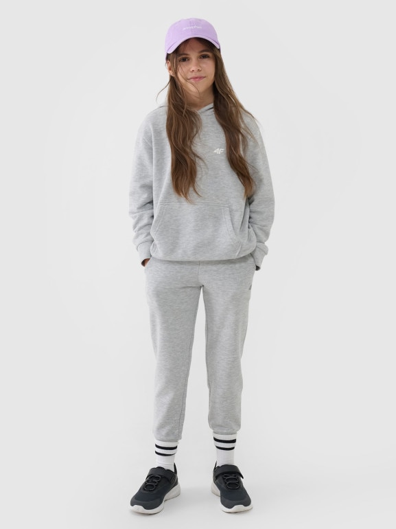 Dziewczęce spodnie dresowe joggery 4F 4FJWSS25TTROF1099 - szare