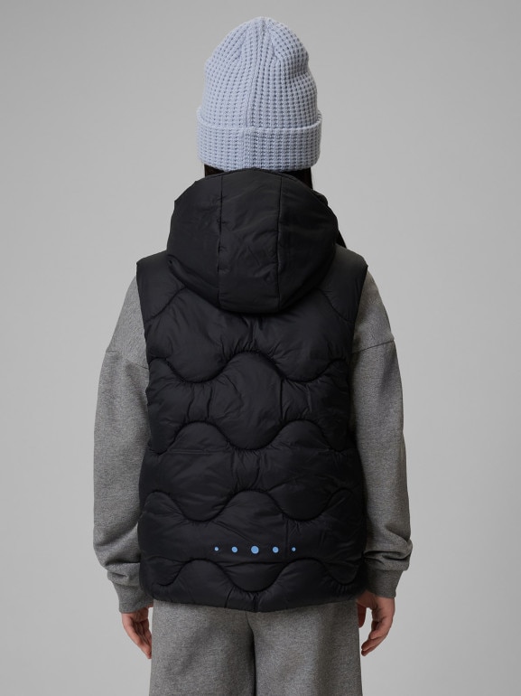 Dziewczęcy bezrękawnik z kapturem 4F 4FJRSS26TVJAF355 - czarny