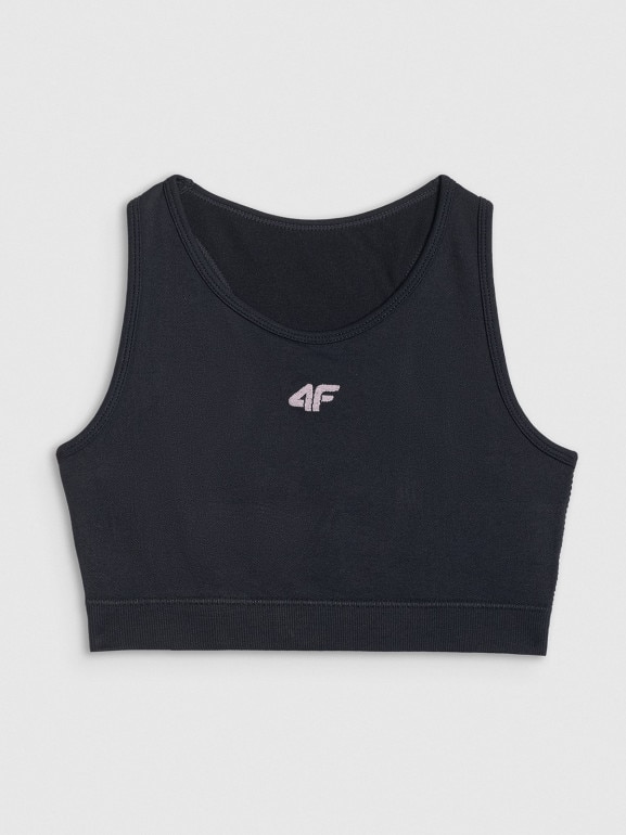 Dziewczęcy biustonosz treningowy 4F 4FJRSS26USBAF280 - czarny