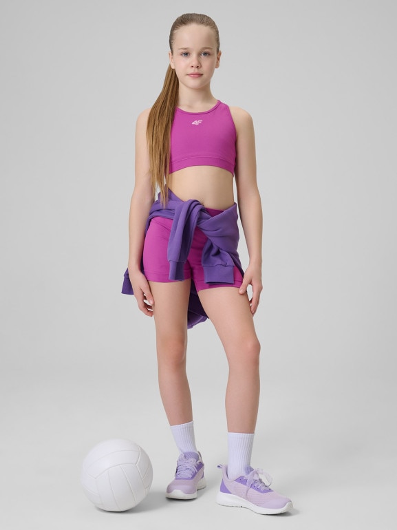 Dziewczęcy biustonosz treningowy 4F 4FJRSS26USBAF280 - różowy