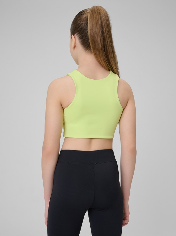Dziewczęcy biustonosz treningowy 4F 4FJRSS26USBAF285 - zielony