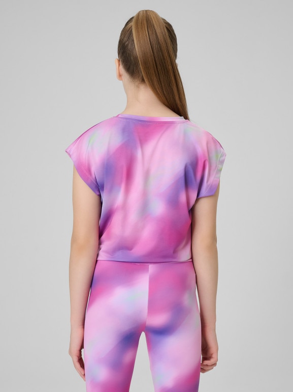 Dziewczęcy crop top treningowy 4F 4FJRSS26TFTSF2387 - multikolor